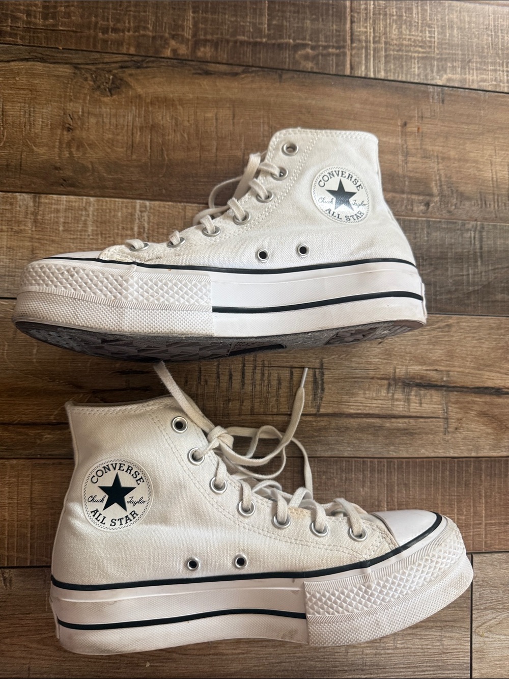 Converse High Top Platform Sneakers - White with Black Trim